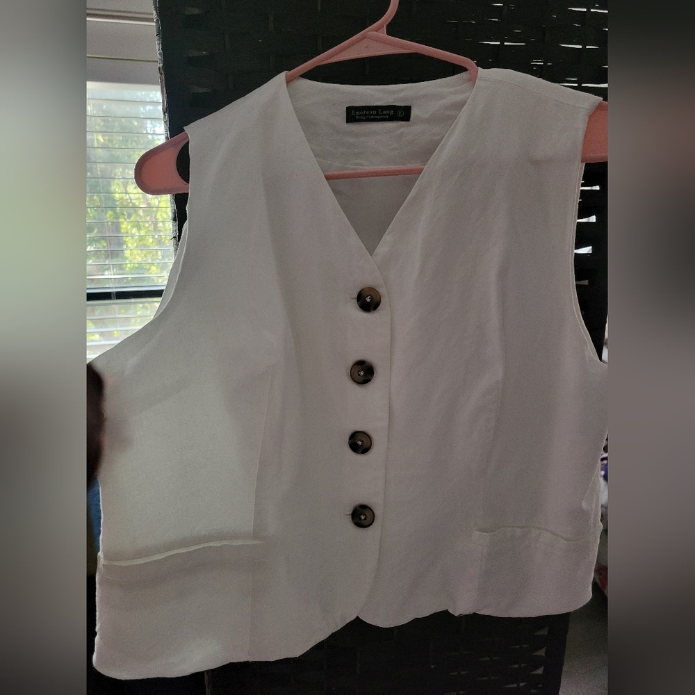 White Button-Up Vest